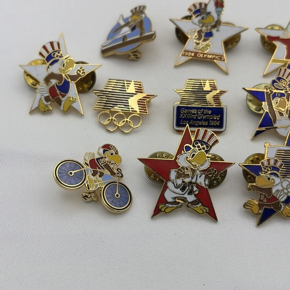 Lot Of 10 1984 Los Angeles‎ Olympics Sam The Eagle Mascot Logo Lapel Hat Pins S1